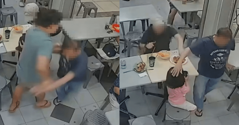 新加坡七旬摊贩摸女童头部遭男子暴力推倒，家属公开闭路电视画面寻人